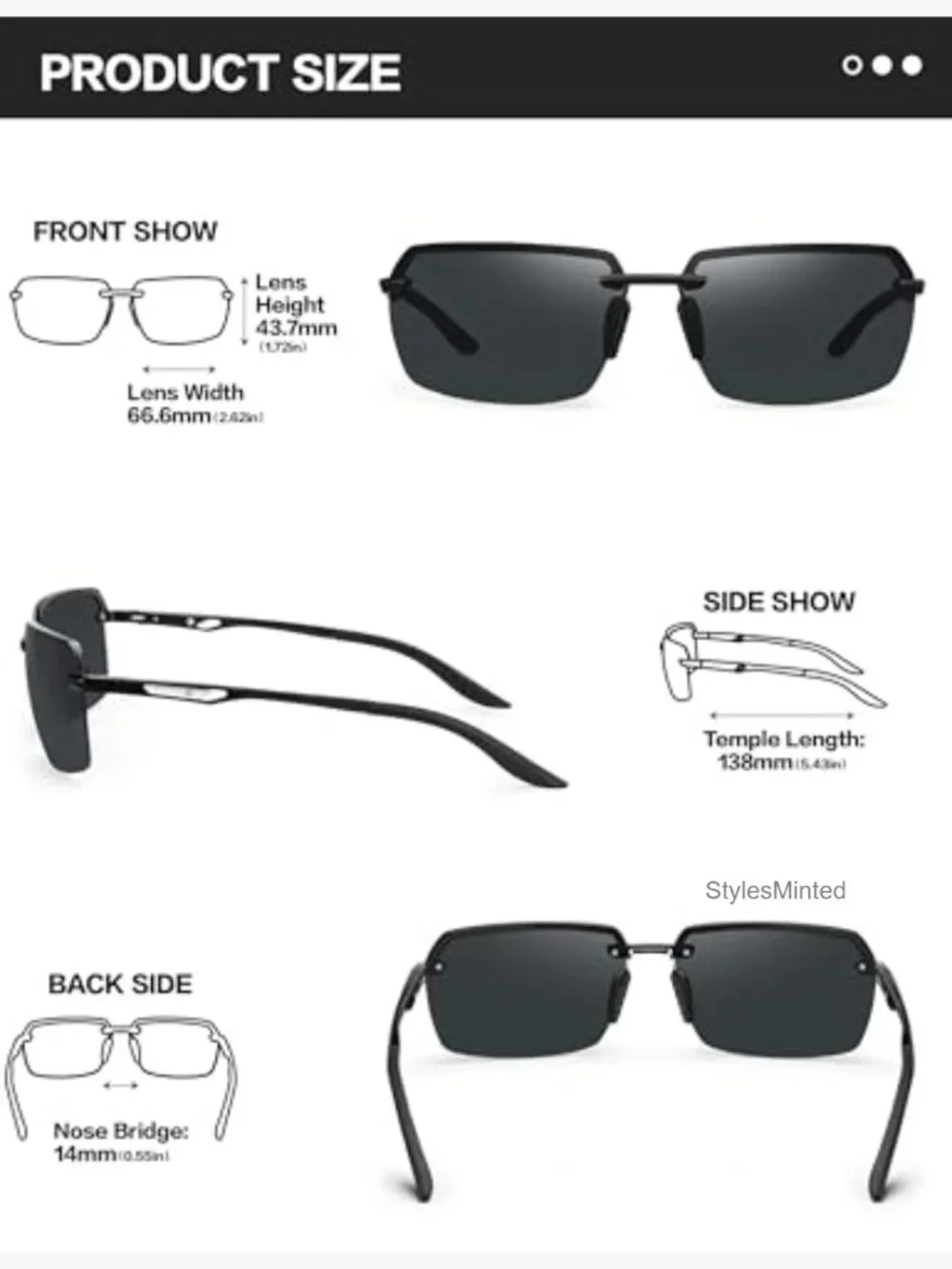 Mens Polarized Sunglasses Rimless UV Protection AL-MG Frame Driving Fishing